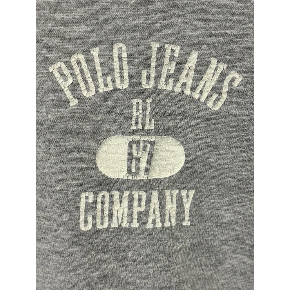 Vtg Polo Jeans Co Ralph Lauren Graphic Tshirt Sz Medium Men's Grey Long Sleeve